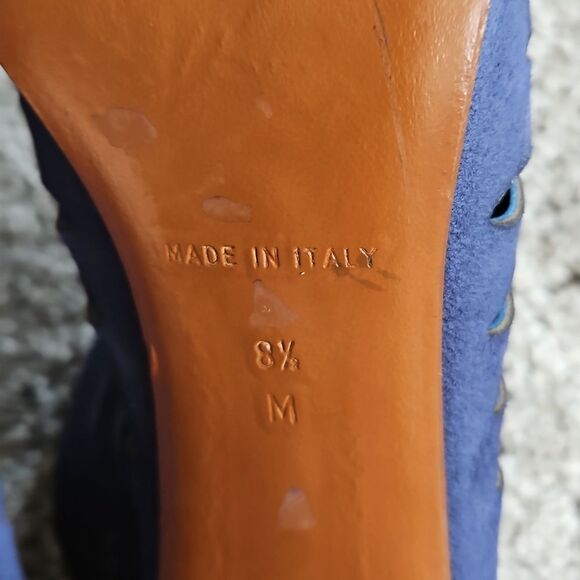 Diane Von Furstenberg Navy Peep-Toe Heels 8.5 - Picture 5 of 9